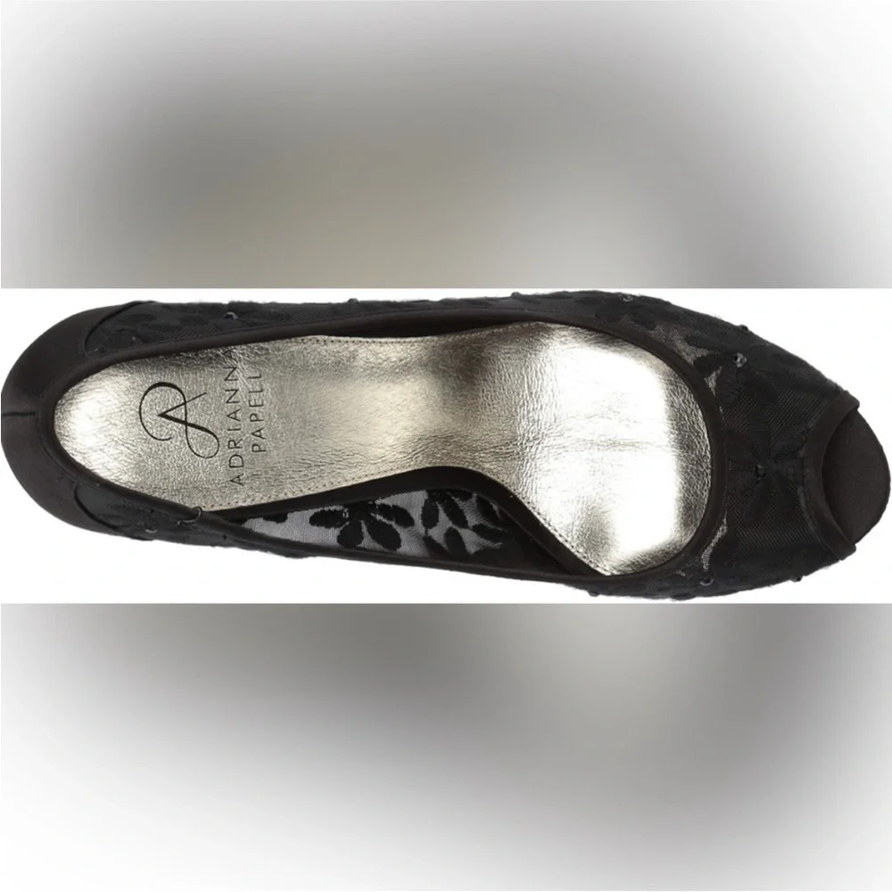 Adrianna Papell Women's Frances Pump Black Sophia Mesh Size 9.5W Wide - Picture 5 of 10